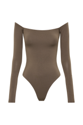 Peta Off Shoulder Modal Long Sleeve Bodysuit - Coco
